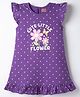Babyhug Cotton Knit Half Sleeves Floral & Polka Dots Printed Nighty - Violet