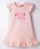 Babyhug Cotton Knit Half Sleeves Polka Dots & Hearts Printed Nighty - Peach