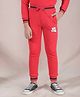 CRIMSOUNE CLUB Cotton Woven Chill Vibes Text Printed  Track Pants - Red