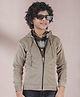 CRIMSOUNE CLUB Woven Full Sleeves Solid Light Winter Hooded Sweatshirt - Beige