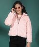 CRIMSOUNE CLUB Woven Full Sleeves Fur Detailed Solid Light Winter Jacket - Pink