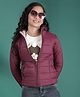 CRIMSOUNE CLUB Woven Full Sleeves Solid Light Winter Reversible Quilted Hooded Jacket - Maroon