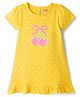 Babyhug Cotton Knit Half Sleeves Nighty With Polka Dot Print - Yellow