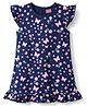 Babyhug Cotton Knit Half Sleeves Nighty With Floral & Butterfly Print - Navy Blue