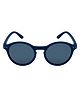 SeeSaw Solid Polarized & UV Protected Blue Lens Cat Eye Round Sunglasses With Protective Hardcase - Navy Blue