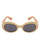 SeeSaw Solid UV Protected Polarized Blue Lens Oval Sunglasses With Protective Hardcase - Brown