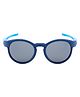 SeeSaw Colour Blocked Polarized & UV Protected Blue Lens Round Sunglasses With Hard Case - Navy Blue