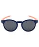 SeeSaw  Polarized & 100% UV Protected Blue Lens Foldable Colour Blocked Oval Sunglasses With Protective Hardcase - Navy Blue
