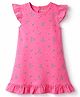 Babyhug Cotton Knit Half Sleeves Nighty With Floral Print - Pink
