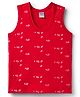 Tango Single Jersey Knit Sleeveless Vest With Boat Print - Red
