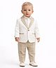 Spool Junior Cotton Woven Full Sleeves Colour Blocked 3 Piece Party Suit - Cream