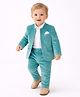 Spool Junior Velvet Woven Full Sleeves Solid 3 Piece Party Suit - Sea Green