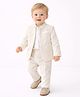 Spool Junior Velvet Woven Full Sleeves Solid 3 Piece Party Suit - Cream