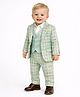 Spool Junior Cotton Woven Full Sleeves Checked 4 Piece Party Suit - Light Green