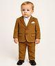 Spool Junior Velvet Full Sleeves Solid 3 Piece Party Suit Set - Camel