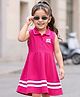 Babyhug Knit Sleeveless Frock With New York Print - Dark Pink