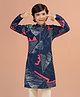KISAH Viscose Woven Full Sleeves Abstract Printed Kurta - Blue