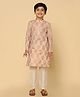 KISAH Cotton Blend Woven Full Sleeves Floral Printed Kurta & Pyjama Set - Peach