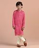 KISAH Viscose Woven Full Sleeves Bandhani Printed Kurta & Pyjama Set - Pink