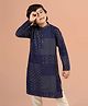 KISAH Cotton Woven Full Sleeves Abstract Printed Kurta - Blue