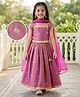 EARTHY TOUCH Woven Half Sleeves Choli Lehenga & Dupatta Set with Sequin Embroidery & Lace Detailing - Purple