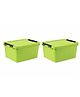 The Quirk Box Multipurpose Plastic Storage Box with Lid with secure side locks| Durable Organiser for Home, Kitchen & Office - Green - 10 Litres - Set of 2