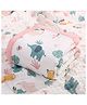 Purple Tots Muslin 6 Layer Towel Cum Blanket with Animal Print-Dark Pink