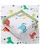 Purple Tots  Muslin 6 Layer Towel Cum Blanket with Dino Print -Pista Green