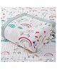 Purple Tots  Muslin 6 Layer Towel Cum Blanket with Rainbow Print -Green