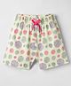 Evimo Single Jersey Knit Above Knee Length Shorts with Polka Dots Print - Light Green