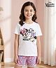 Pine Kids Disney Single Jersey Knit Half Sleeves T-Shirt & Shorts Night Suit with Minnie Mouse Graphic - Multicolor
