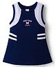 Babyhug Knit Sleeveless Frock With Butterfly Print - Navy Blue