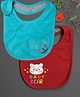Cocoon Organics Cotton Double Layer Baby Bear & Cat Print Bibs Pack of 2 - Red & Sky Blue