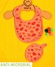 Cocoon Organics Cotton Double Layer Floral Theme Print Bib & Baby Face Wipe Set - Peach & Red