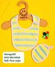 Cocoon Organics Cotton Double Layer Stripe Print Bib & Baby Face Wipe Set -  Yellow & Green