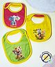 Cocoon Organics Cotton Towel Double Sided Elephant Tiger & Mouse Print Highly Absorbant Bibs Pack of 3 - Yellow Pink & Green