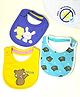 Cocoon Organics Cotton Towel Double Sided Bear & Bunny Print Highly Absorbant Bibs Pack of 3 - Yellow Purple & Sky Blue
