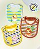 Cocoon Organics Cotton Towel Double Sided Striper Lion Bird & Bunny Print Highly Absorbant Bibs Pack of 3 - Yellow Green Brown & Sky Blue