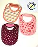 Cocoon Organics Cotton Towel Double Sided Striper & Flower Print Highly Absorbant Bibs Pack of 3 - Peach Brown & Dark Red