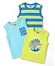 Babyhug Cotton Knit T-Shirts Sleeveless Graphic Light/Sky Blue 2-3 Years Pack of 3