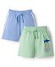 Babyhug Cotton Knit Mid Thigh Length Shorts with Sea Life Print & Tape Detailing Pack of 2 - Multicolor