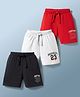 Babyhug Cotton Knit Mid Thigh Text Printed Shorts Pack Of 3 - Multicolor