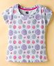 Evimo Single Jersey Knit Half Sleeves T-Shirt with Polka Dots Print - Light Blue