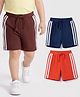 Babyhug 100% Cotton Single Jersey Knit Mid Thigh Solid Shorts Pack of 3 - Multicolor