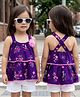 Babyhug Woven Sleeveless Top with Floral Print &  Applique - Multicolor