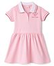 Babyhug Knit Half Sleeves Frock with Bow Print - Pink