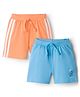 Babyhug 100% Cotton Knit Mid Thigh Length Shorts with Beach Theme Print & Tape Detailing Pack of 2 - Multicolor