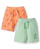 Babyhug Cotton Knit Mid Thigh Length Shorts with Palm Tree Print Pack of 2 - Multicolor