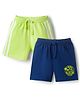 Babyhug Cotton Knit Mid Thigh Length Shorts with Beach Theme Print & Tape Detailing Pack of 2 - Multicolor