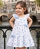 Babyhug Knitted Frill Sleeves Frock with Bow Applique & Floral Print - White